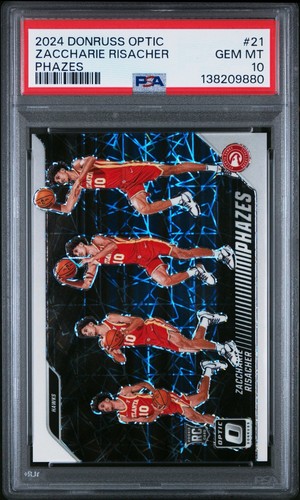 2024-25 Panini Donruss Optic Zaccharie Risacher #21 Phazes PSA 10 RC SSP Pop 15