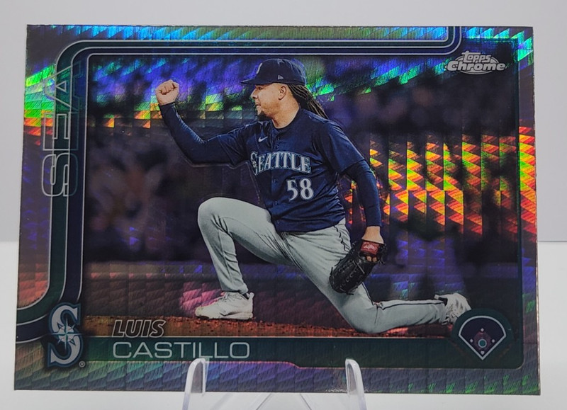 2025 Topps Chrome Baseball Luis Castillo Prism Refractor #69 Seattle Mariners