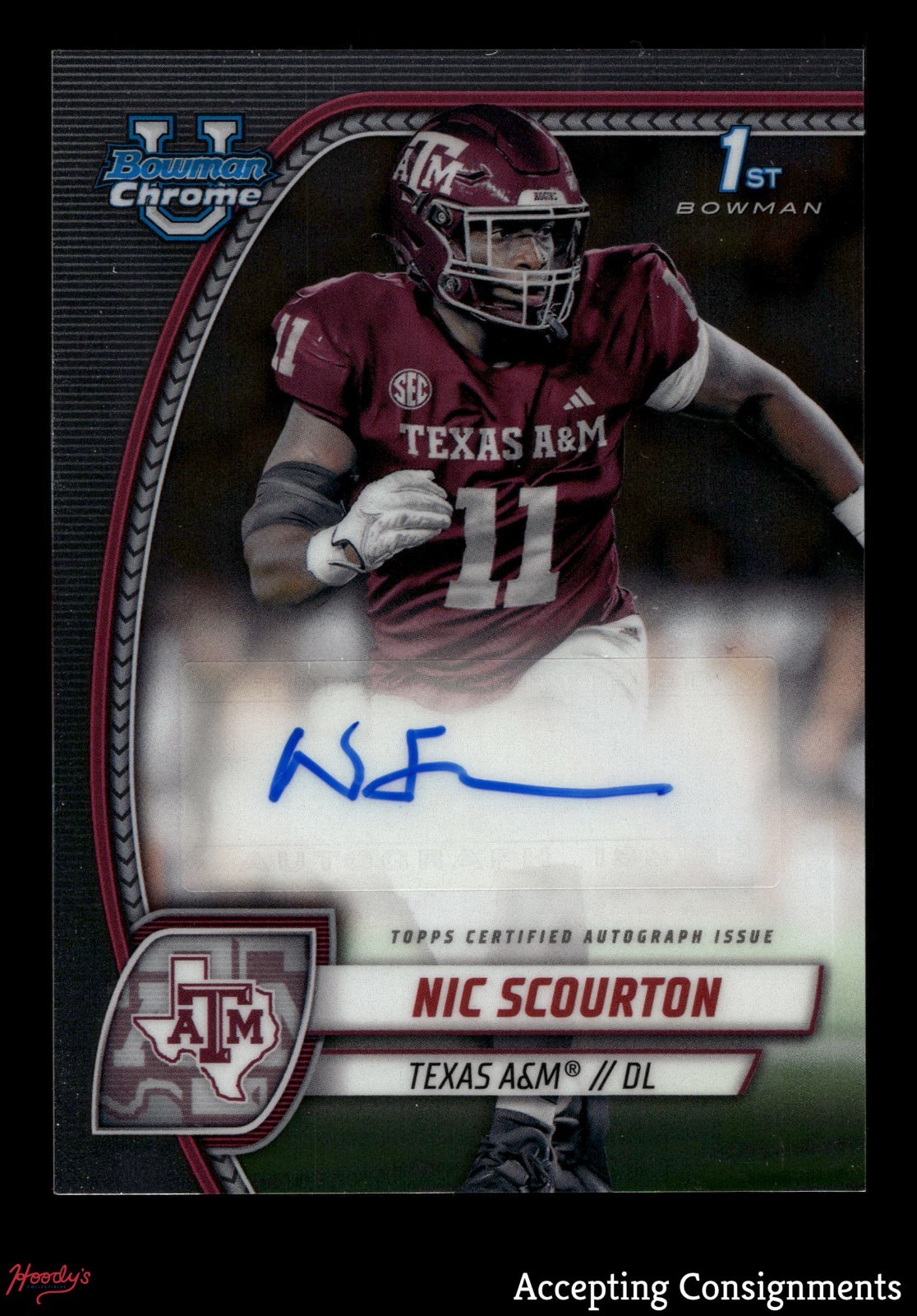 2024 Bowman Chrome Sapphire University Autographs Nic Scourton 1ST ROOKIE AUTO