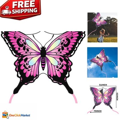 Vibrant 51'' Pink Butterfly Kite - Ultimate Easy-Fly Kite for Kids & Beginners