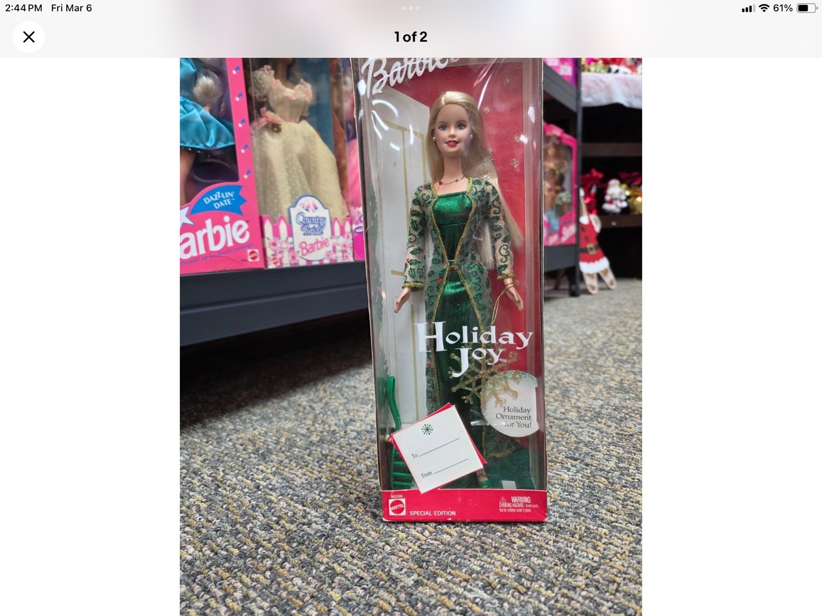 Barbie Holiday Joy 2003 Christmas Doll. NEVER OPENED. Box is