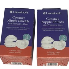 Lansinoh Contact Nipple Shields 16mm Small with Case 2 Boxes 4 Shields Total