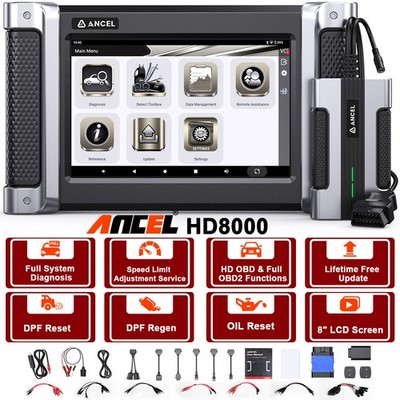 ANCEL HD8000 Heavy Duty Truck Scanner Diesel Semi Diagnostic DPF Regen Oil Reset