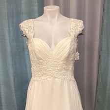 Mori Lee by Madeline Gardner Ivory Satin Lace Sheath Wedding Dress Size 10 Lot 1