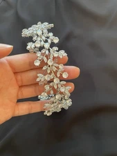 BRIDAL CRYSTAL TIARA Leaves RHINESTONE SILVER METAL LEAF Crown Princess Vine