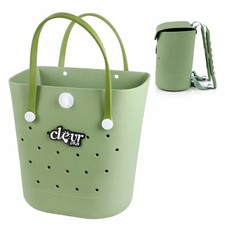 Convertible Beach Tote Backpack Waterproof Sandproof EVA Rubber Pool Bag Green