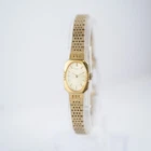 Vtg Seiko Ladies 11-5260 Oval Gold Tone Mechanical Wind Gold Tone Watch 7"