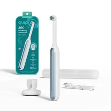 quip 360 Oscillating Rechargeable Electric Toothbrush + Travel Case - White/Blue