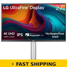 LG 27UP650K-W 27" 4K UHD Monitor, IPS, HDMI, Adjustable Stand, White