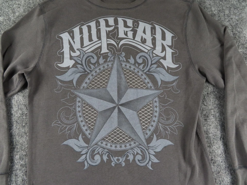Camisa De Colección No Fear Para Hombres 2XL Gris Estrella Manga Larga Térmica Grunge Patinador Y2K Foto 2 de 4