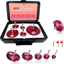 5pc PVC Pipe Reamer Kit 1-1/4"-4" Fitting Socket Saver Tool Schedule 40 Drill
