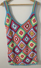 Show Me Your Mumu Multi Square Crochet Libra Dress Cover Up Sz S Beach Resort