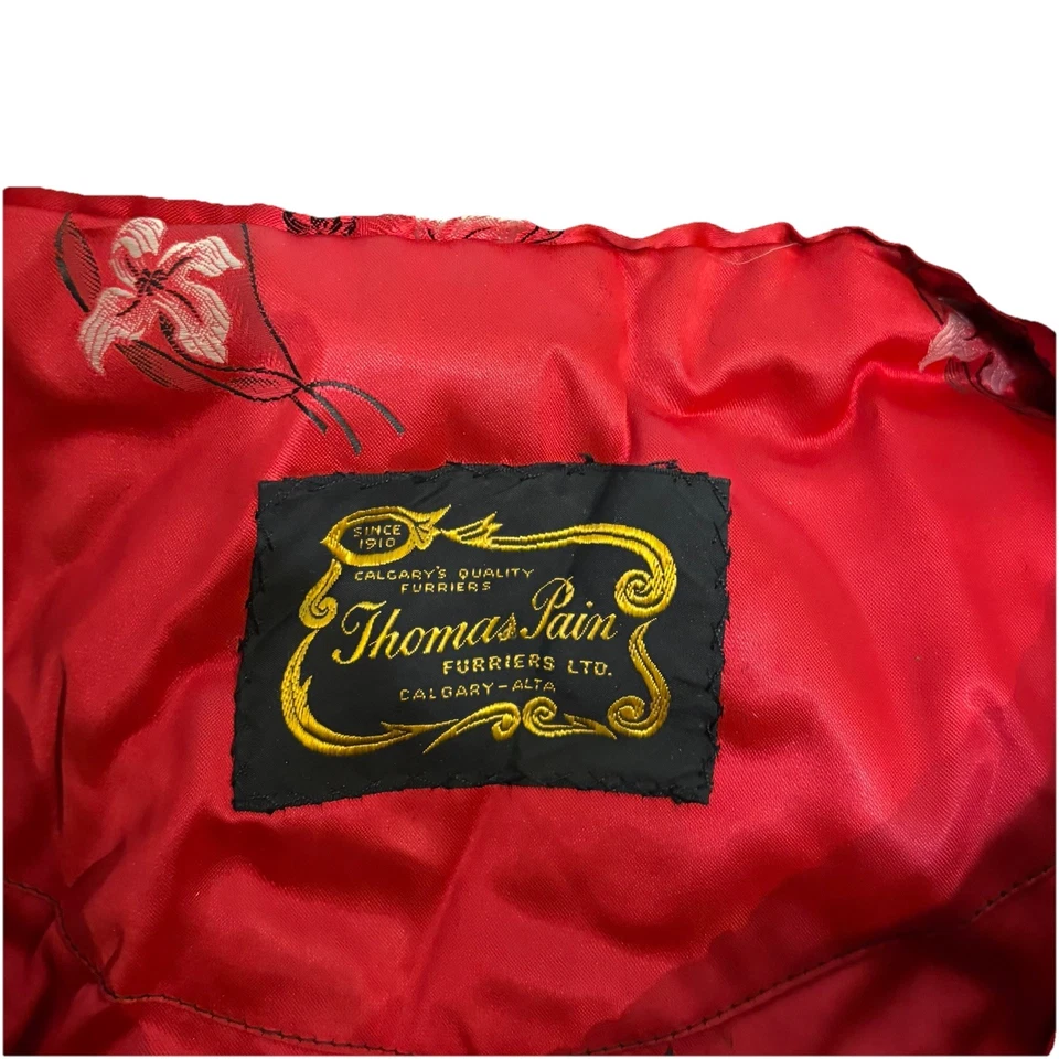 Vintage THOMAS PAIN Brown Rabbit Fur Black Jacket Coat Cropped CALGARY CANADA — 第 4/4 张图片