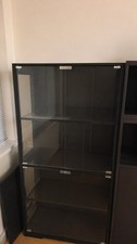 BROTTAR Style Glass Display Cabinet 4 Compartments LED Lights Black