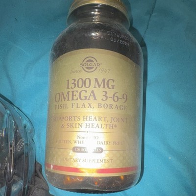 Solgar 1300mg Omega 3-6-9 Fish Flax Borage 120 Softgels Exp 01/2026