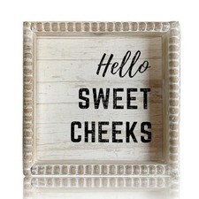 Boho Farmhouse Wooden Framed Bathroom Decor Signs, Funny Restroom Decorative