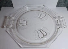 Vintage Jeannette Glass Clear Baltimore Pear Platter With Handles Mid Century