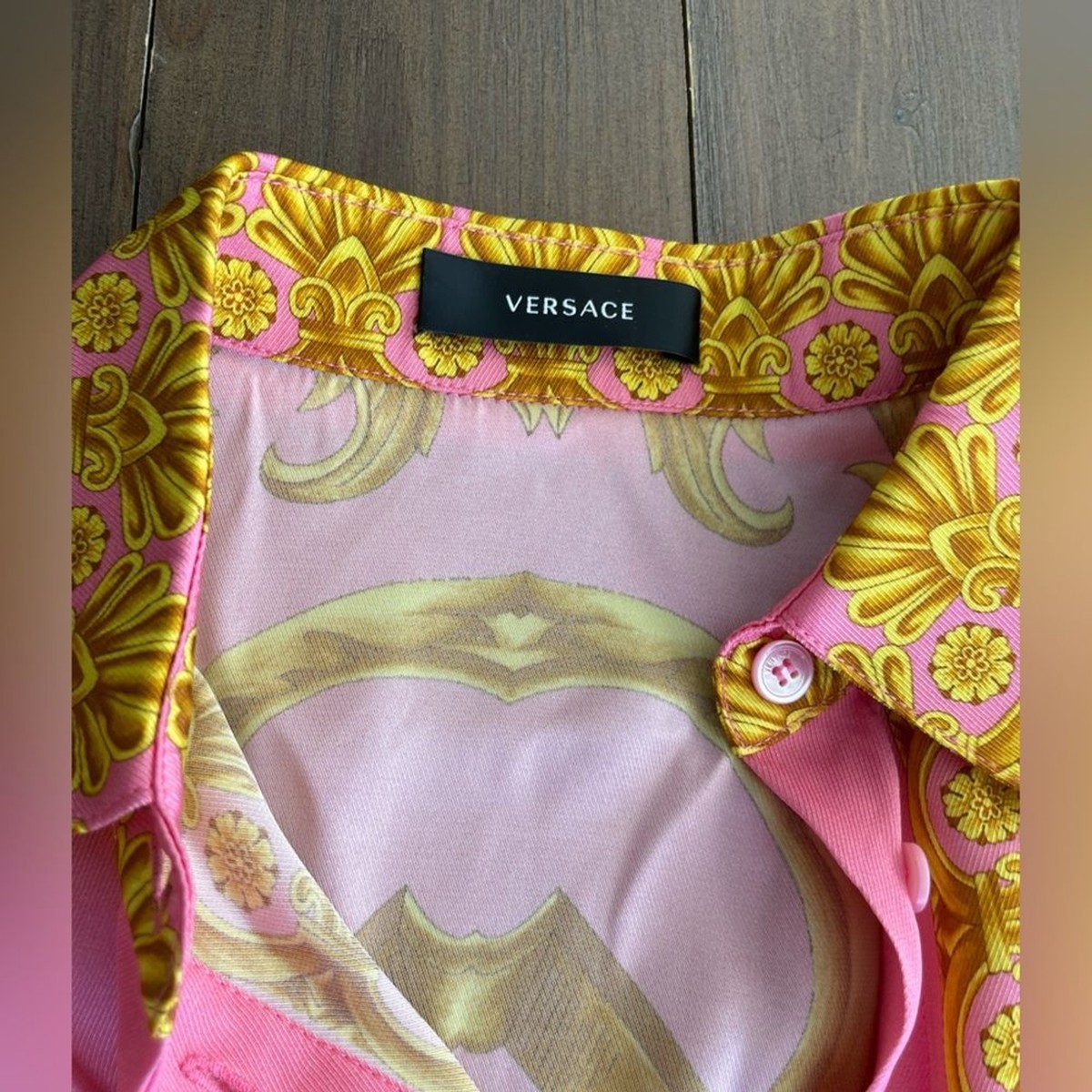 RARE Versace women pink medusa silk blouse | eBay