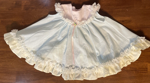Vintage Bryan Mädchen Kleid Pastellfarbe Schleife Rüsche Spitze 24 Monate Made USA - Bild 6 von 8