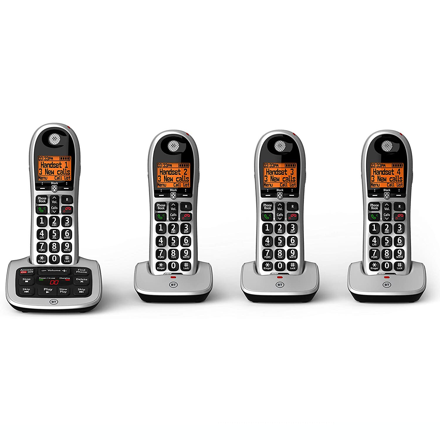BT Digital Cordless Phone Quad Handset Home Telephone House Office