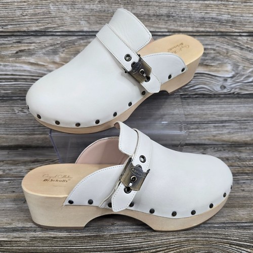 Dr. Scholls Original Leather/Wood Off White Clogs Women's Size 7 - Picture 2 of 10