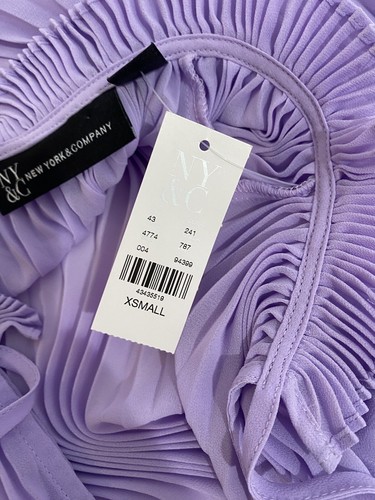 new york company Top Blouse Pleated Lilac Purple 3/4 Sleeves Size XS - Picture 12 of 13