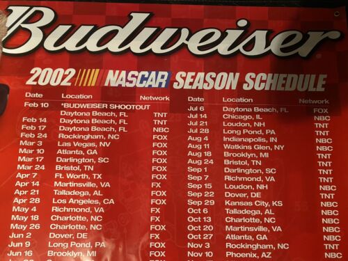 Dale Earnhardt Jr Budweiser 2002 Nascar Race Schedule Vinyl Poster Run In Red - Picture 4 of 5