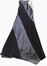 LAFAYETTE 148 New York Silver Grey Madelia Velvet Satin diagonal wide Stripes S