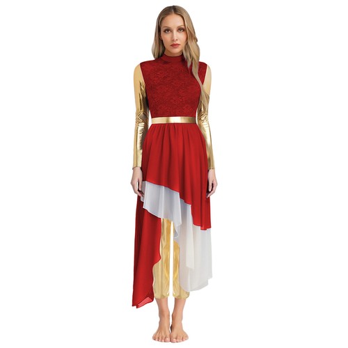 Women Outfit Long Sleeve Dancewear Leg Trousers Dress Church Liturgical Spirit - Picture 45 of 93