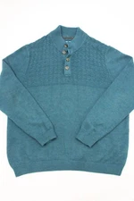 Tommy Bahama Sweater Mens Long Sleeve Green 1/4 Button Pullover SWEATER sz xl