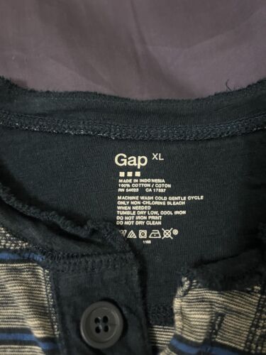 Herren Henley Hemd GAP Langarm grau Größe XL gestreift Vintage Bündchen gebraucht, in einwandfreiem Zustand - Bild 3 von 4