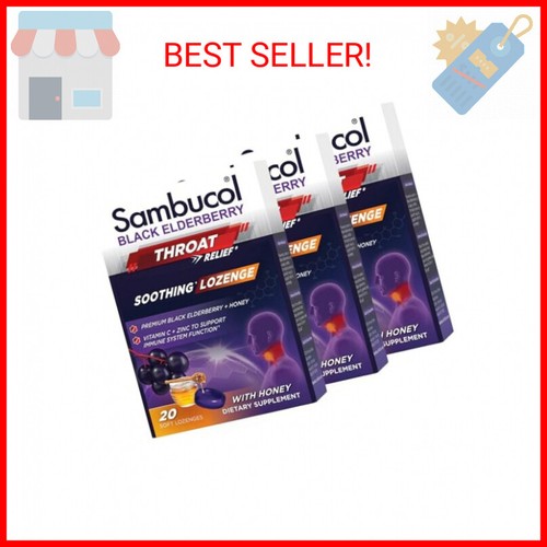 Sambucol Black Elderberry Throat Lozenge With Honey, Vitamin C & Zinc