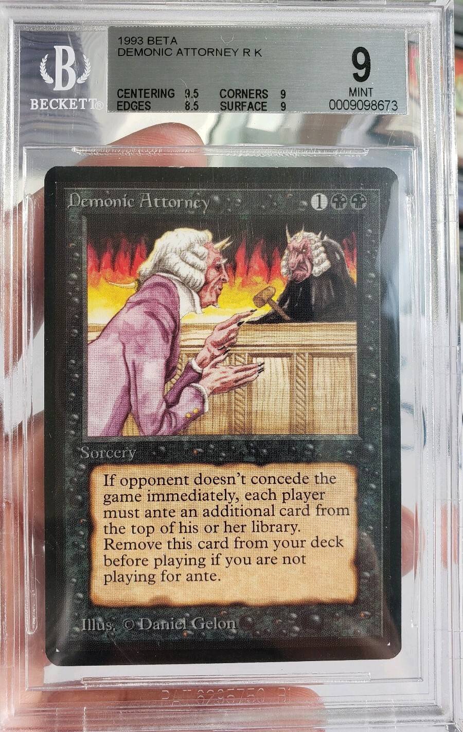 Vintage Magic MTG MINT BGS 9 Beta Demonic Attorney, w 9.5 SUBs, NO RESERVE Vintage Magic MTG MINT BGS 9 Beta Demonic Attorney, w 9.5 SUBs, NO RESERVE