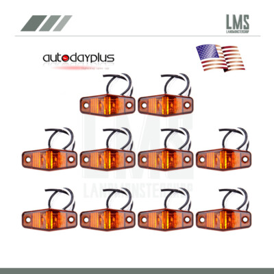 10pcs Amber 2Diode LED Truck Clearance Lamp Side Marker Trailer Lights Universal