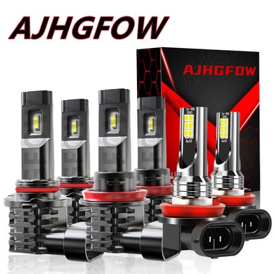 9005 H11 H11 LED Headlight+Fog Bulbs Light Super White Bright Kit 8000K High Low