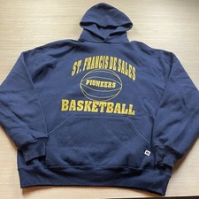 Vintage 90s Russell Athletic Hoodie Made in USA St. Francis De Sales XL Pioneers