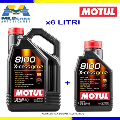 6L MOTUL 8100 X-CESS GEN2 5W40 OLIO MOTORE 100% SINTETICO ACEA A3 B4 VW 502.00