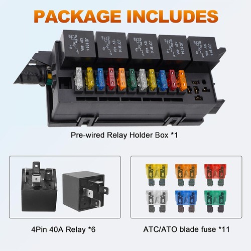 12V 11-way Car Relay Fuse Block Box With Pre-wires 6x Relays and 11x Fuses Wring - Picture 2 of 16