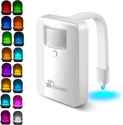 Toilet Night Light 16 Color Changing Motion Sensor Activated LED Bowl Nightligt