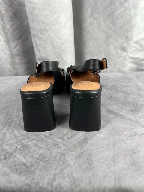 Gentle Souls de Kenneth Cole Dionne Tacón con Cordones de Cuero Negro Talla 6.5 Foto 3 de 4