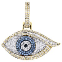 JFL 10K Gelbgold Evil Eye AnhäNger Baguette Diamant Charm 1,30 Ct Damen