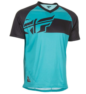Mens Large Fly Action Elite Jersey Teal Black Downhill Mountain Bike Motocross