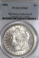1886-P Morgan Silver Dollar McClaren Collection II Grades PCGS MS62 (18732487)