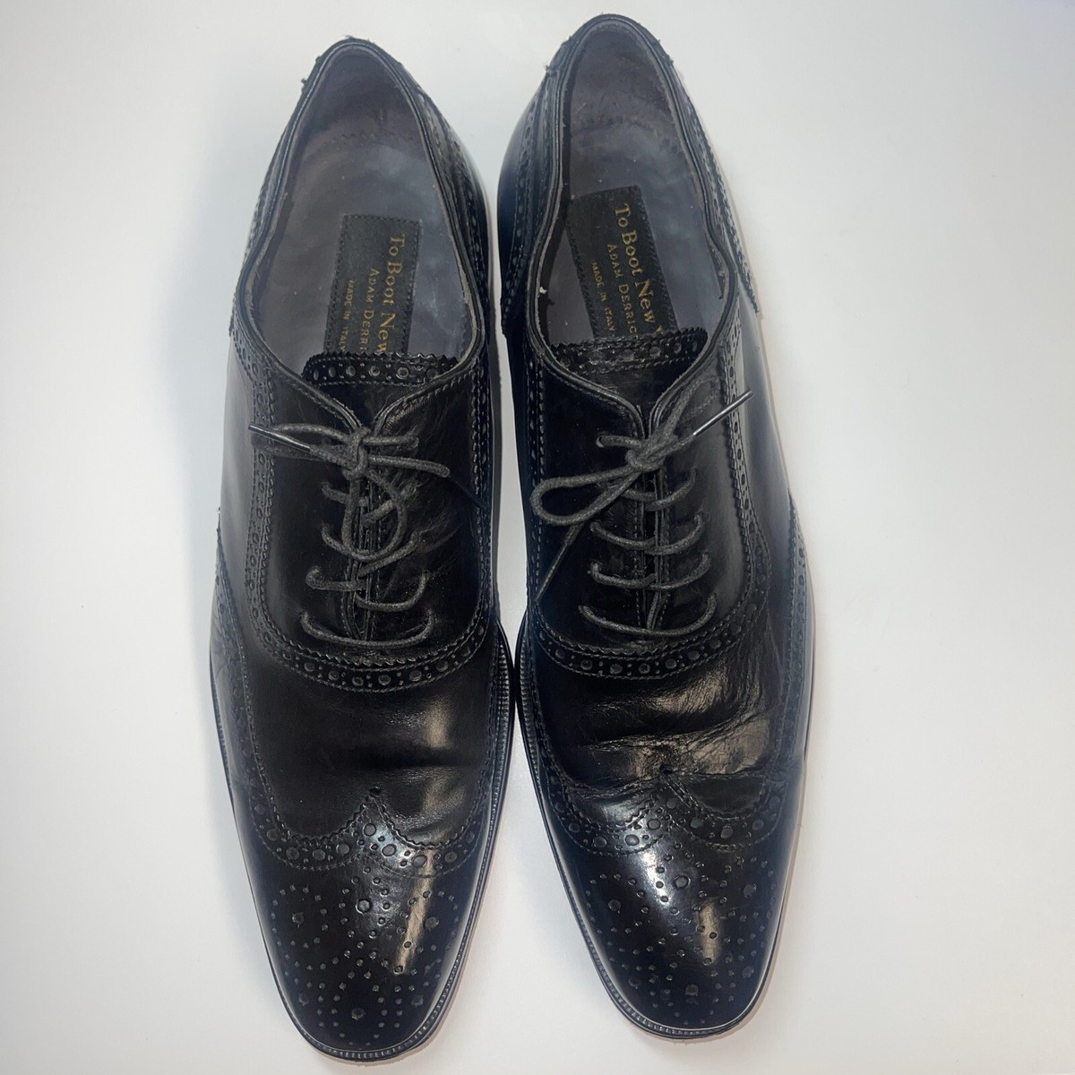 To Boot New York Duke Black Calf Wingtip Sz 9 Resoled In Red  display picture 2
