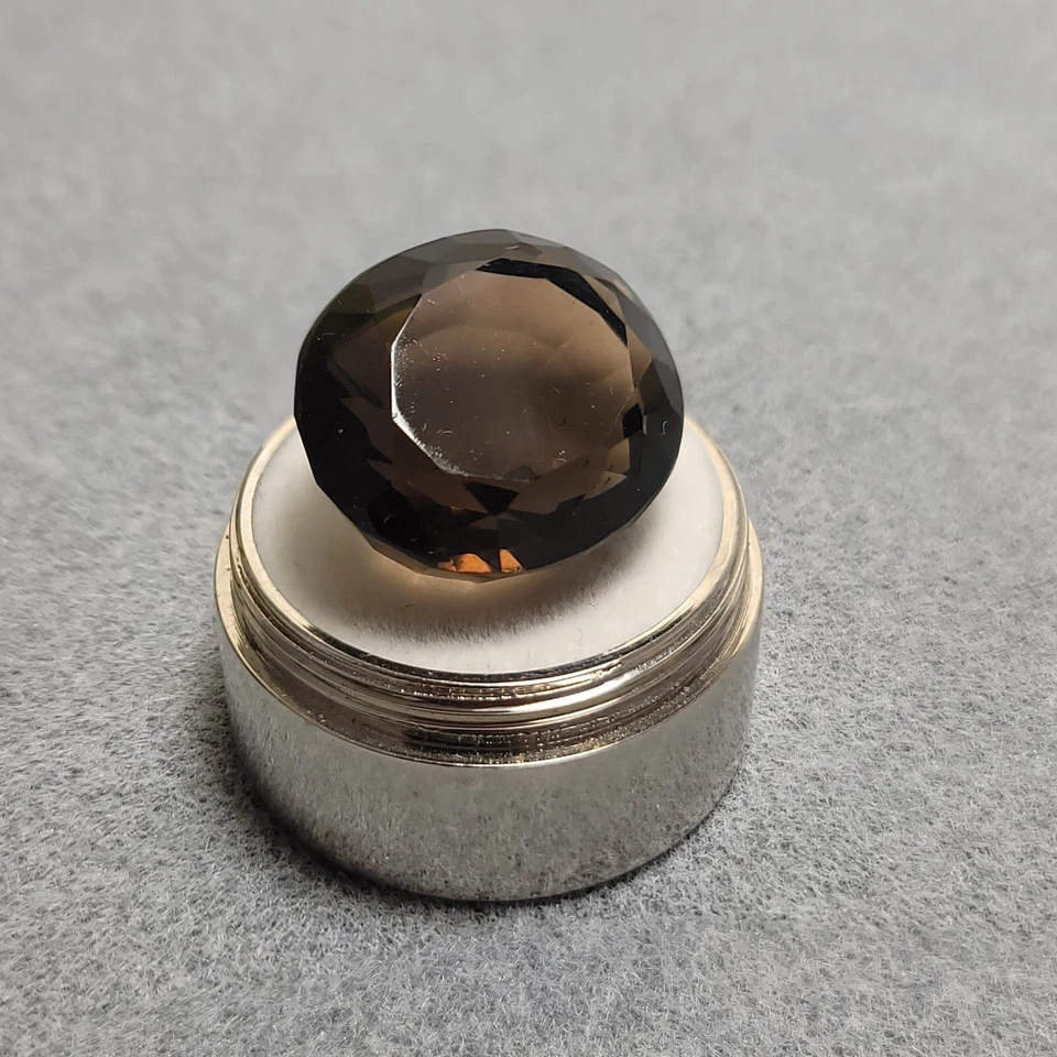 Piedra preciosa ovalada facetada de cuarzo oscuro ahumado Arkansas 31,10 quilates tallada a mano natural RARA Foto 3 de 4