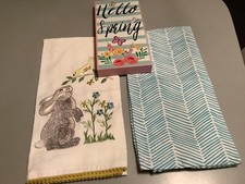 2  Easter (Spring) Dish Towels and Spring Wall Plaque