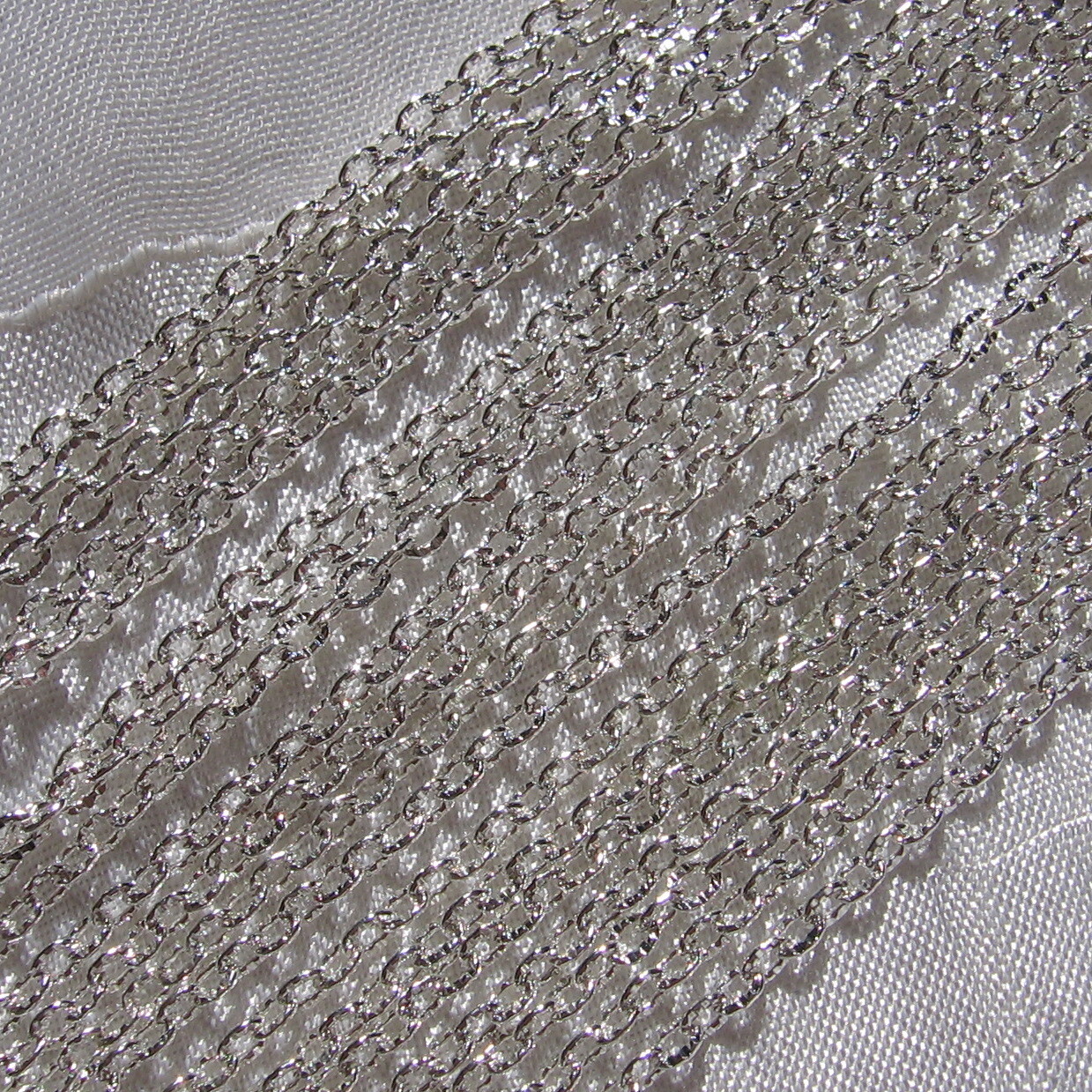 Chaîne Argentée 3x2 Mm Maillon Forçat Cranté - Lot De 5 Mètres - Pour Création Bijoux - Neuf