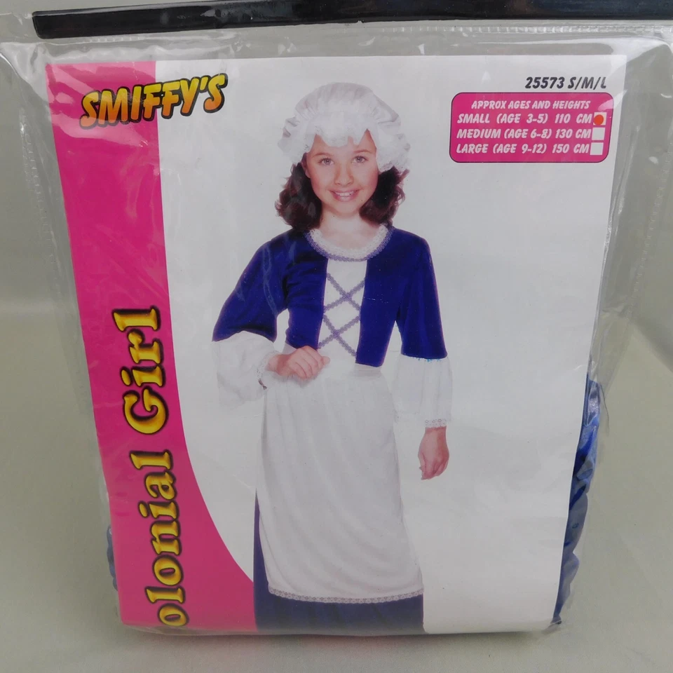 Disfraz Colonial Niña Niños Peregrino Pionero Halloween - 3-5 Pequeño #3301 Foto 3 de 4