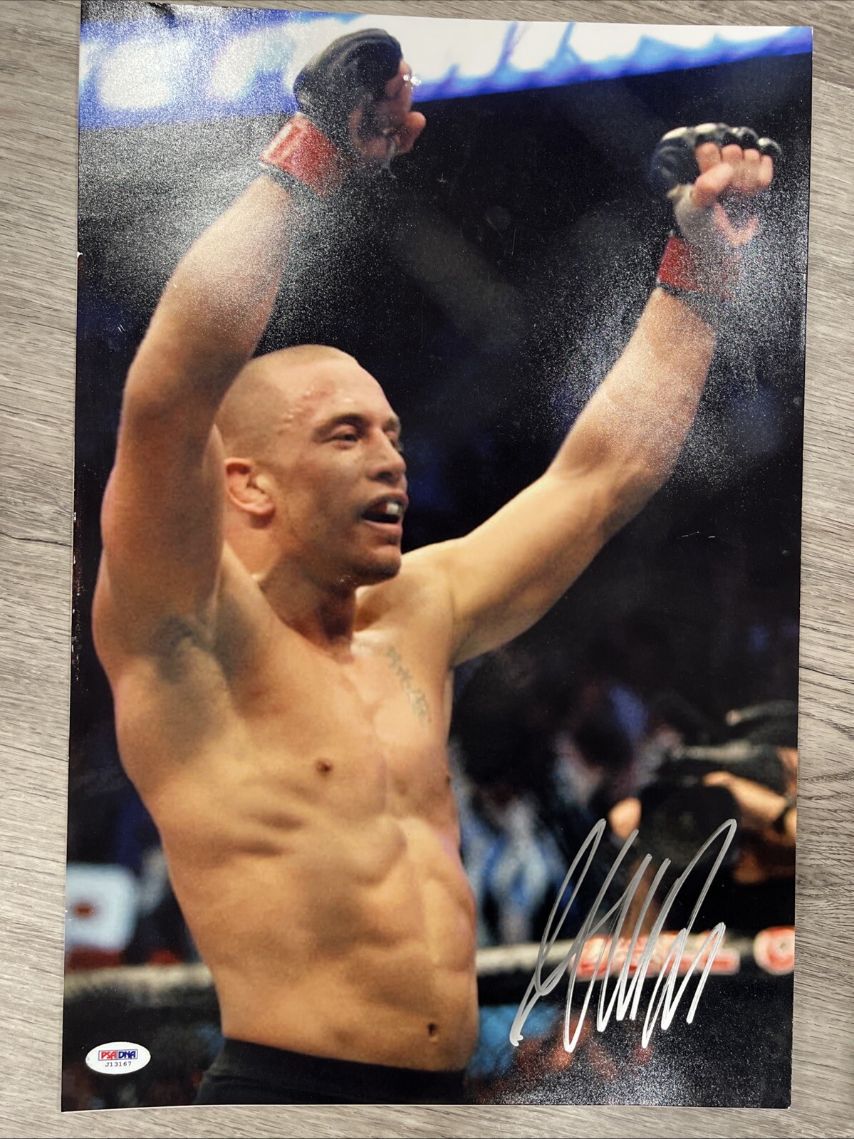 *Rare*Golden Era Georges St. Pierre Signed 12x18 Photo UFC GSP Autograph PSA/DNA