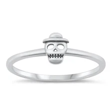 925 Sterling Silver Skull Ring Fashion Band 6.1mm Size 4-10